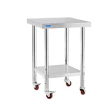 KUARBARR Stainless Steel Table for Prep & Work with 4 Caster Wheels with Undershelf 18 x 24 NSF Metal Commercial Kitchen Prep Ta