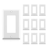 AIDA 1-Gang Standard Light Switch Cover Plate, Decorative Outlet Covers, Glossy White, 10-Pack Unbreakable Polycarbonate Wall Pl