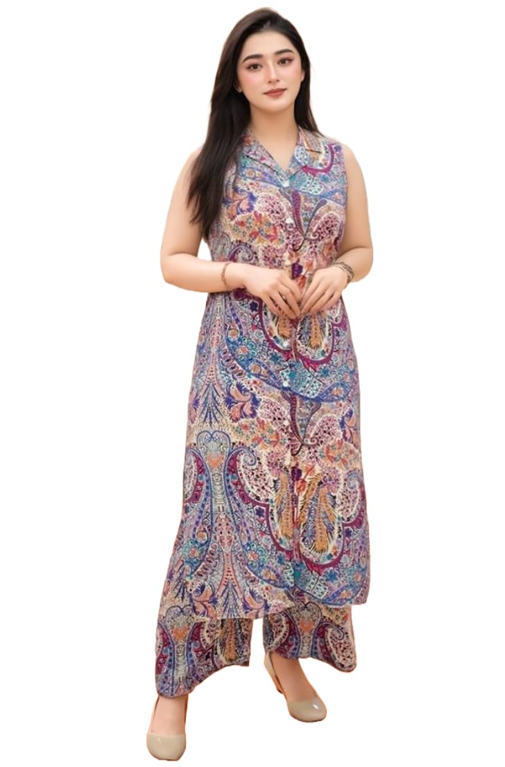 Anni Designer Women'S Rayon Viscose A-Line Printed Kurta With Palazzo (Karnan Multi_Xl_Multicolor_X-Large),Multicolour,XL