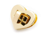 CRAFTMEMORE Heart Shape Turn Lock Metal Purse Twist Lock Craft Case Clasp Purse Making Accessories 2 Pack (1 Inch, Gold)