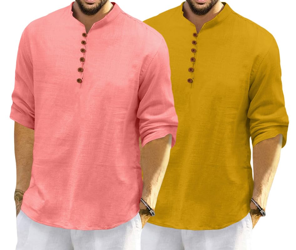 Royalscout Men'S Cotton Polyester Blend Solid Regular Fit Full Sleeve Short Kurta | Ethnic, Lightweight Summer Kurta For Daily &