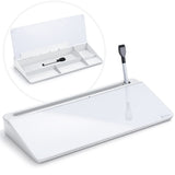 Varhomax Glass Desk Whiteboard with Storage, Desk Buddy todo List Memo Desktop Dry Erase White Board Keyboard Stand Desk Organi
