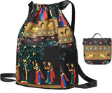 SKYWISH Traditional Rajasthani Print Drawstring Backpack for Women and Girls, Foldable Sling Bag with Adjustable Shoulder Strap
