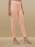 Lyra Women Solid Premium Cotton Ankle Length Leggings | Mid-Waist | Fashionwear Peach L