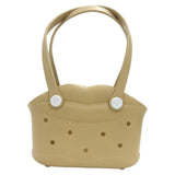 Snappsy Tote Bag With Drainage Holes NonSlip Eva Tote Perforated Coastal Tote For Pool, Travel Khaki
