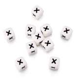 Beadthoven 100pcs Silicone Letter X Beads Bulk 12mm Cube Alphabet Silicone Focal Beads Loose White Rubber Assorted Letter Spacer