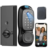 Camcamp Smart Door Lock,Fingerprint Keyless Entry Door Lock with Camera&Doorbell,Built-in Wi-Fi Deadbolt Smart Lock for Front Do
