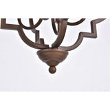Elegant Lighting Living District Sandara 4-Light Mid-Century Metal Pendant In Weathered Oak