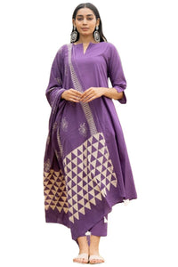 Gosriki Women'S Rayon Blend Solid Anarkali Kurta With Pant & Dupatta (Ketani Purple-Gs_Xl_Purple_X-Large),Purple,,B0DRNNSQD3