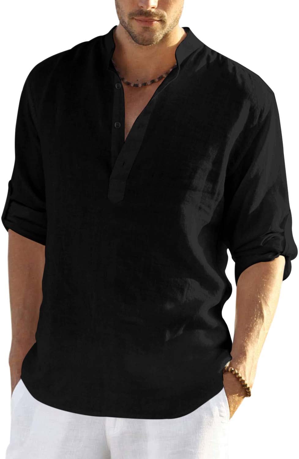 Bellstone Men'S Cotton Blend Solid Regular Shirt (Kurta800_Black_Xxl