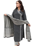 Gosriki Women'S Rayon Viscose Straight Printed Kurta With Pant & Dupatta (Mishru Black-Vks04-Gs_S_Black_Small),Black,,B0F8ZY28T1
