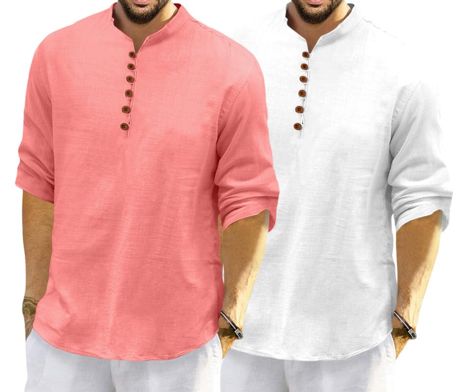 Royalscout Men'S Cotton Polyester Blend Solid Regular Fit Full Sleeve Short Kurta | Ethnic, Lightweight Summer Kurta For Daily &