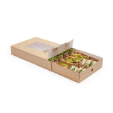 Restaurantware-17.7 x 12.2 x 3.2 Inch Catering Trays, 10 Grease-Resistant Catering Boxes - Cover With Window Included, Side Lock