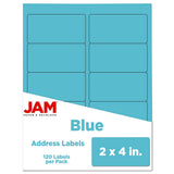 JAM PAPER Shipping Address Labels Standard Mailing 2 x 4 Blue 120/Pack