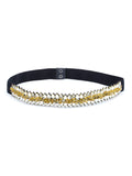 Anekaant Black & Gold Braided & Beaded Pu Handmade Belt