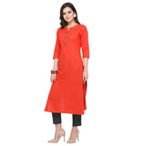 Anni Designer Women'S Red Color South Cotton Calf Length Kurti (Puja-Kurti-7006_Xxl),Red,2XL,Cotton,Regular,Kurti