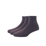 Louis Philippe Modal Quarter Length MenS Plain Pattern Socks (Pack Of 3) Brown