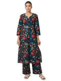 Anni Designer Women'S Rayon Blend Straight Printed Kurta With Pant (Vantara Green_M_Green_Medium),Green,M