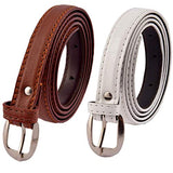 Veteran WomenS,LadiesS,GirlS Belt For Jeans, WomenS Belt For Dresses Casual/Formal 2 Belt Combo Free Size (2636)(Brown & Wh