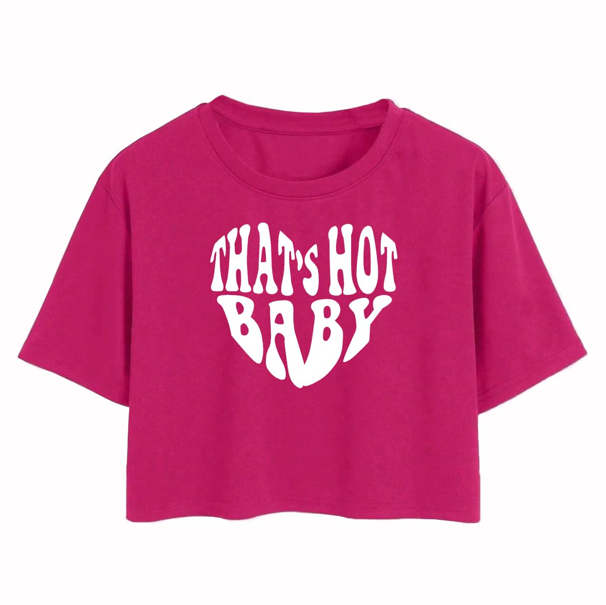 Toplot Text Printed Round Neck Crop Top For Women (Baby-Crop-Top-5200-Pink-S),Pink,,B0DCTJ2D88
