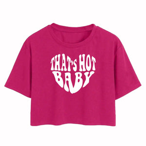 Toplot Text Printed Round Neck Crop Top For Women (Baby-Crop-Top-5200-Pink-S),Pink,,B0DCTJ2D88