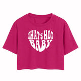 Toplot Text Printed Round Neck Crop Top For Women (Baby-Crop-Top-5200-Pink-S),Pink,,B0DCTJ2D88
