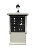 QualArc Estateview Stucco Cbu Mailbox Center, Tall Pedestal (Column Only) in Non-Painted with Bayview Solar Lamp