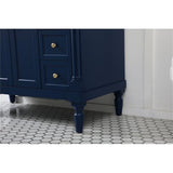 Elegant Decor Lexington 42 Solid Wood Single Bathroom Vanity In Blue