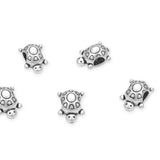 20pcs Turtle Symbol of Longivity Large Hole Animal Beads (4.5mm Hole) Antique Silver