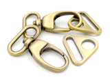 CRAFTMEMORE 2 Sets Fat Swivel Snap Hook with Triangle Rings Push Gate Lobster Claw Clasp for Purse Bags Sewing Accessories (1 1/