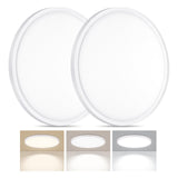 LUMLLSAJI 2 Pack LED Flush Mount Ceiling Light, 24W Ultra Thin Round White 3000k/4000k/6500k 3 Color Temperatures Adjusted 12 In
