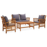 vidaXL Patio Furniture Set 4 Piece, Patio Bench Seat with Coffee Table, Wooden Dining Set for Garden Balcony Porch, Modern, Soli