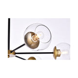 Living District Briggs 6-Light Metal Pendant W/Clear Shade In Black And Brass
