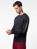 Fyltr Men'S Casual Drop Shoulder Full Sleeve T-Shirt With Knitted Tape Sleeve Detail,Every Ebony,Every Ebony,2Xl