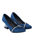 Shoetopia Women & Girls Rhinestone Decor Pointed Toe Stylish Pumps/Monika/Blue/Uk6-Eu39,Blue,6,B0BPCQZHHK