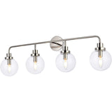 Living District Indoor Modern Home Decorative Bright Ceiling Hanson 4 Lights Bath Sconce In Polished Nickel With Clear Shade