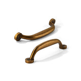 CABDM 10 Pack 3-1/2 inch Hole Center Antique Brass Vintage Aged Old Cabinet Pulls - Heavy Duty Solid Drawer Hardware Handles Kit