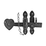 Renovators Supply Bathroom Door Lock Latch 8 in. Black Iron Lock Heart Thumb Gate Latch with Mounting Hardware