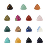Fashewelry 30pcs Triangle Gemstone Cabochons Small Flatback Natural & Synthetic Mixed Stone Dome Cabs 10x10x5.5mm for Blank Beze
