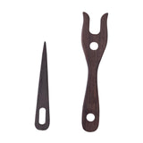 CALANDIS?2 Pieces Knitting Fork and Eye Needle Kit Wood Lucet Fork Crocheters Deep Brown | Notions & Tools | Crocheting & Knitti