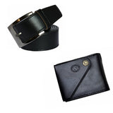 Belt & Wallet Combo Set For Men Gift Set For Birthday Or Other Occasions (Black)