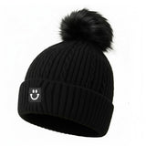 Zibuyu Winter Caps For Women, Beanie Cap For Women, Stylish Knit Hat With PomPom, Thick Wool Yarn Warm Ear Coverage, Stretch Fi