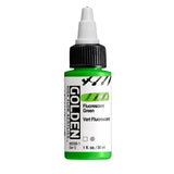 GOLDEN High Flow Acrylics, Fluorescent Green, 1 fl. oz. Bottle, Professional Acrylic Paint, Transparent