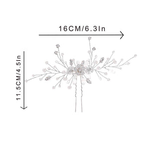 Barode Rhinestones Bridal Wedding Hair Pins Silver Flower Hairpin Pearl Bride Hair Accessories for Women and Girlss (Silver)