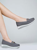 Shoetopia Upper Bow Detailed Grey Loafers For Women & Gilrs /Eu38,Grey,5,B0F9FMW6N8