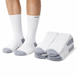 Kshunyx PremiummenS Crew Length Cotton Socks | Pack Of 4 | Classic White With Reinforced Grey Heel & Toe | Ribbed Top For Secur