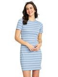 Modeve Women Striped Bodycon Dress Sky