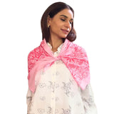 Birdbox The Project Cotton Printed Porcelain Art Scarf For Women (Dark Pink,)