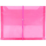 JAM PAPER Plastic Expansion Envelopes with Elastic Band Closure - Letter Booklet - 9 3/4 x 13 with 2.5 Inch Expansion - Pink - 3