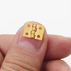 SHRJ 100Pcs Mini Brass Hinges Hardware 10 x 8mm 180 Degree Miniature Furniture Wooden Box Jewelry Chest Box Dollhouse Cabinet DI